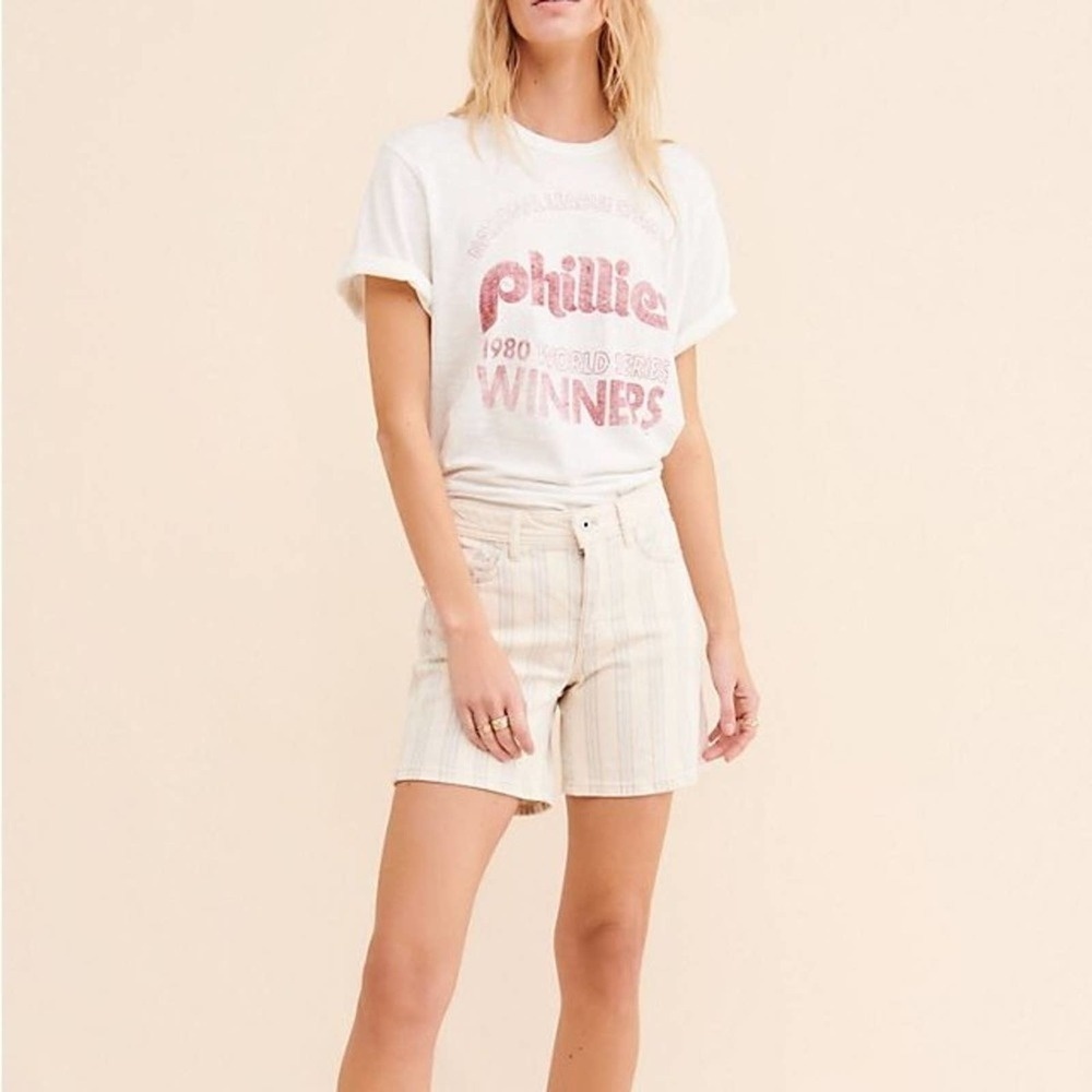 NWT Pilcro High-Rise Striped Boyfriend Denim Shorts